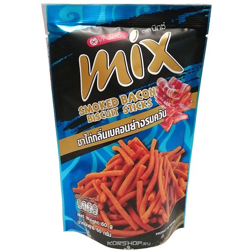 Хрустящие палочки со вкусом копченого бекона Mix VFoods, Таиланд, 50 г