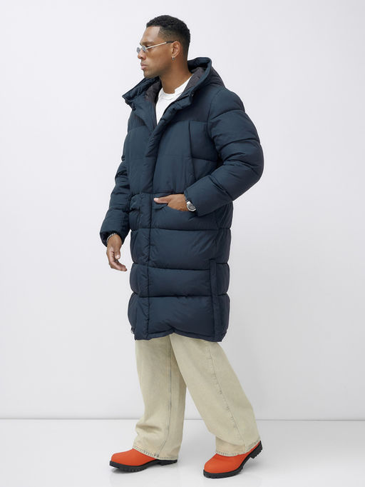 Парка MTFORCE мужская зимняя модная удлиненная спортивная темно-синего цвета 2416_1TS фото 3