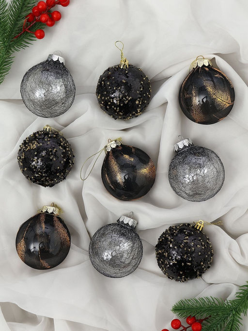 Ёлочные игрушки Шаннен, шары новогодние, d=8 см, 9 шт., перья - Зимнее волшебство фото 8