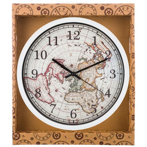 ЧАСЫ НАСТЕННЫЕ КВАРЦЕВЫЕ WORLD MAP ДИАМЕТР=31 СМ. ДИАМЕТР ЦИФЕРБЛАТА=27,5 СМ. - Lefard фото 2