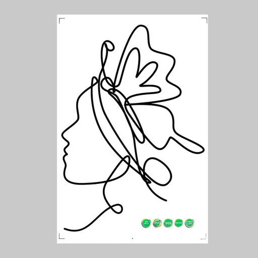 Наклейка интерьерная интерьерная чёрная Абстракция. Девушка с бабочкой на голове, пластик, 40?60 см