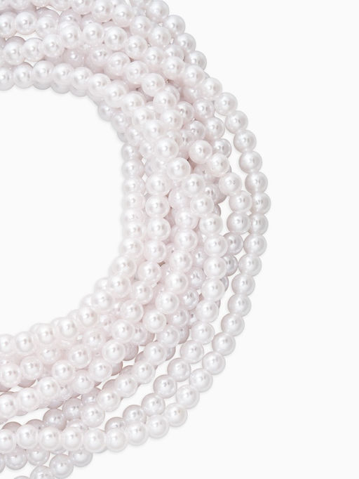 Чокер-бусы многослойный «Жемчужная императрица», 12 рядов, №6, L=30 см+10 см, белый в серебре