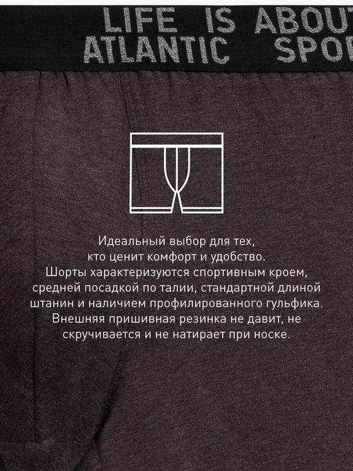 ATLANTIC 3MH-226 Трусы шорты Melange - набор 3 шт. темно-серый меланж + медно-багряный меланж + коричневый меланж  фото 7