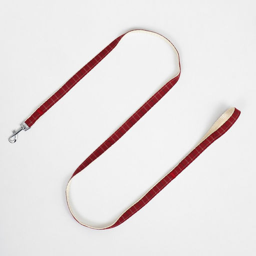 Комплект с мягкой шлейкой Клетки, размер L, поводок 120 х 1,5 см, ОГ 42-76 см, красный - Пижон фото 9