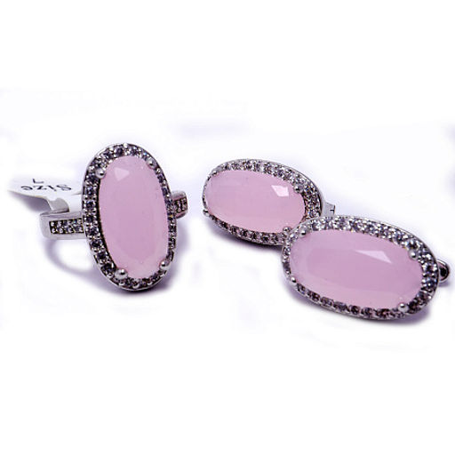 Комплект ювелирной бижутерии коллекция Дубай кольцо и серьги с фианитами