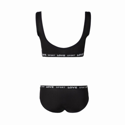 Комплект женский (топ,трусы), цвет чёрный, размер ONE SIZE (42-48)