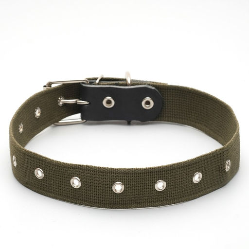 Ошейник брезентовый безразмерный однослойный, 72 х 3,5 см, ОШ 45-60 см, хаки - Пижон фото 2