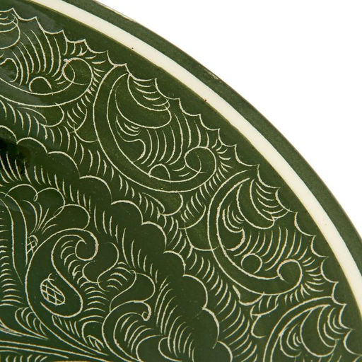 Тарелка Риштанская Керамика Узоры, зелёная, глубокая, 20 см - Шафран фото 3