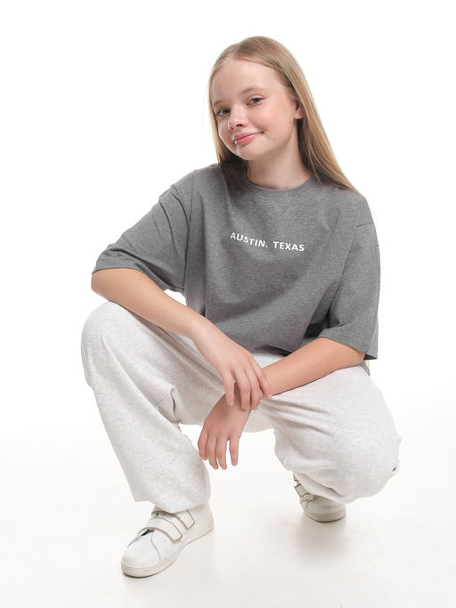 Футболка с принтом 22-7613 светло-серый меланж - Mini maxi фото 10