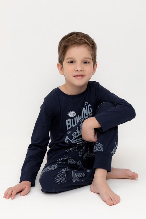 К 1606/морской синий,дорожная техника пижама д/дет яс
