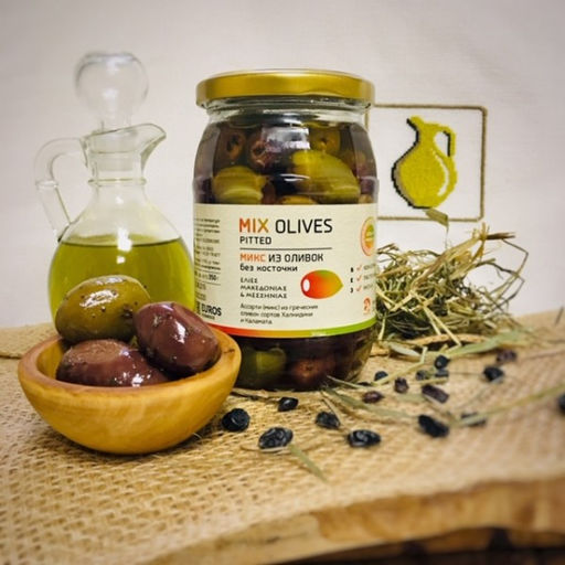 Микс из оливок (L) без косточки в рассоле, Греция, ст.банка, 350г - Evros фото 11