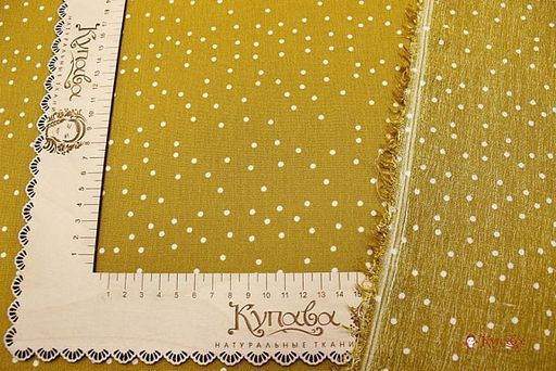 Креп-вискоза с эфф.жатости Россыпь мелкого гороха на темно-горчичном, СОРТ2, ш.1.42м, вискоза-100% - Купава фото 4