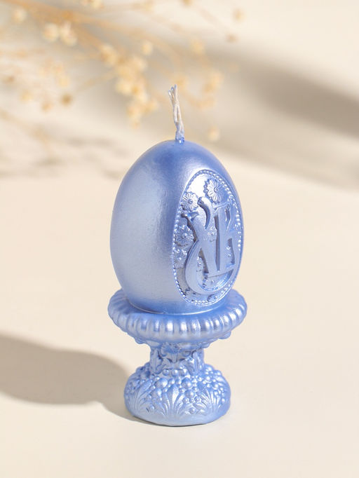 Свеча пасхальная Яйцо на подставке ХВ, 5?9 см, лак, небесно-голубой