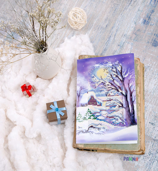Набор для вышивания PANNA OT-1663 Открытка. Лунная ночь 7.5 х 13.5 см