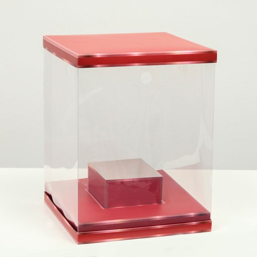 Коробка для цветов с вазой и PVC окнами складная, красный, 23 х 30 х 23 см - UPAK LAND фото 2
