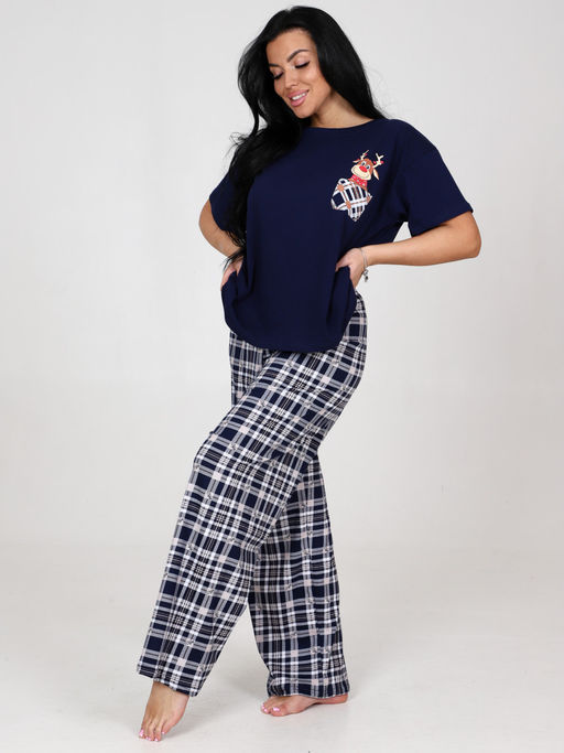 3021 ПИЖАМА БРЮКИ (Бежевая клетка) - А-дина фото 5