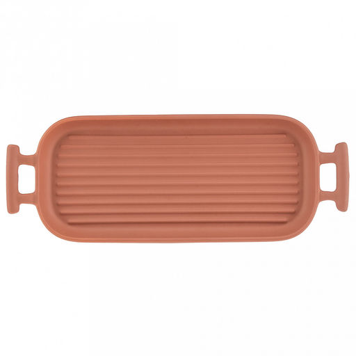 Форма для запекания керамическая "Модерн" 360мл, 26,5х10,8х2,5см, гриль, прямоугольная, 2 ручки, общая длина 32см, терракотовый, в коробке (Китай)