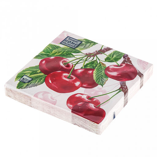 Салфетки бумажные Bouquet Home Collection Classic 33х33см, 3-х слойные, 20 штук в упаковке, 100% целлюлоза, Вишня (Россия) - Домашняя мода фото 3
