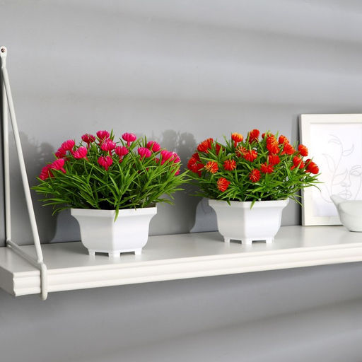 Искусственный цветок в горшке Чернушка дамасская, 18?15 см, МИКС