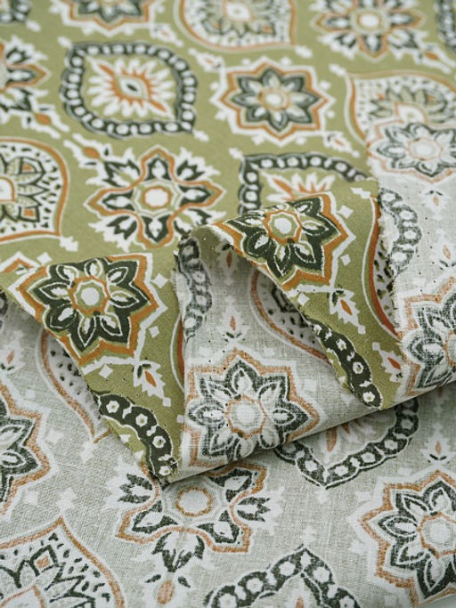 Импорт. хлопок Восточные арабески цв.св.зеленый хаки, ш.1.45м, хлопок-100%, 100гр/м.кв - Купава фото 5