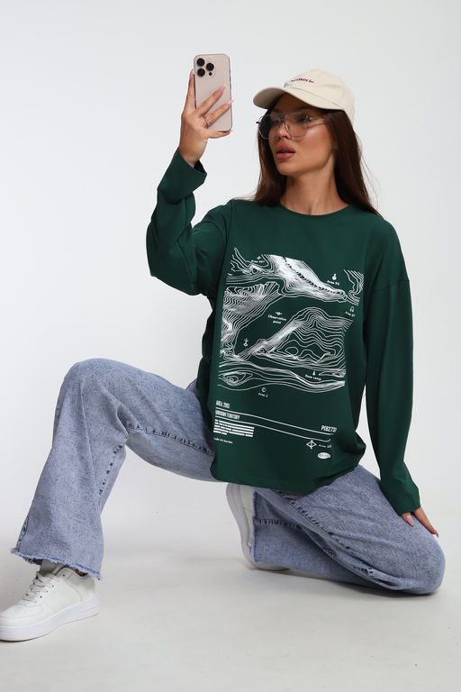 Лонгслив унисекс с принтом Карта ЛГ-01