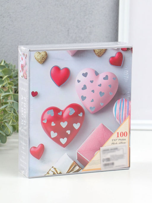 Фотоальбом на 100 фото 13×18 см «Сердца в сердцах», в коробке, 5×18×20.5 см
