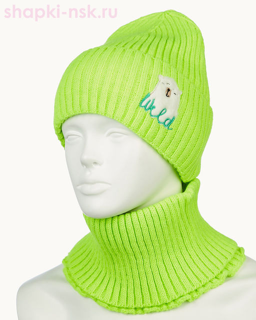 18-36-L Комплект для девочки флис (колпак+снуд) (50-52)