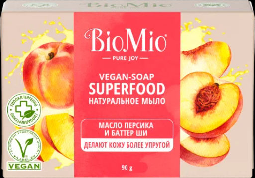 АКЦИЯ! Мыло твердое 90гр BioMio BIO-SOAP Натуральное Персик и Ши  фото 4