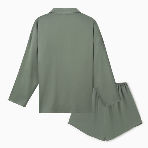 Костюм женский (рубашка, шорты) MINAKU: Casual Collection, оливковый, размер 42