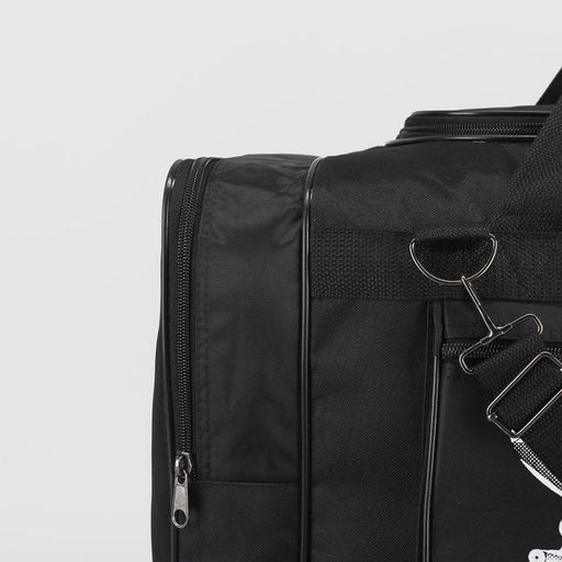 Сумка дорожная на молнии, 3 наружных кармана, длинный ремень, чёрная