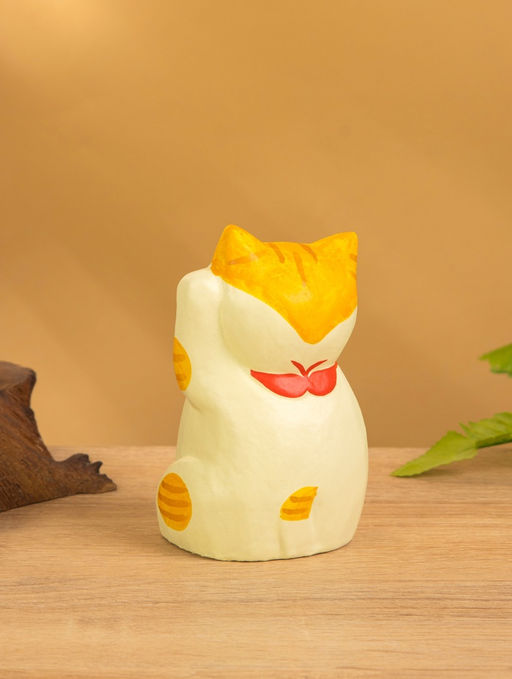 Фигурка «Кошка Неко», 6×6×11 см, дерево, оранжевый