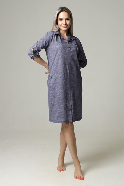 Платье женское П-127 (кулирка) Синий лён