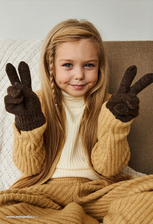 Перчатки детские из 100% монгольской шерсти (арт. 04166) - Тод оймс ххк фото 7