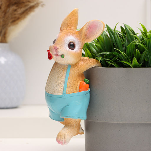 Фигурка для флорариума Зайчишка с розой, декор на кашпо, 17?7?7 см