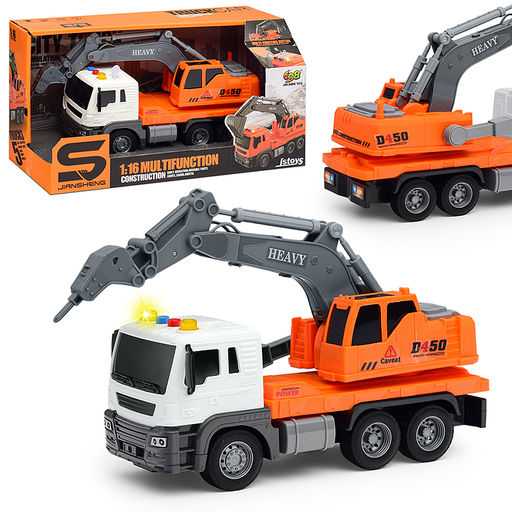 Машина "СтройМощь" 1:16 (свет, звук) в коробке (цвет оранжевый)