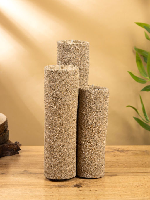 Свеча в бамбуке тройная, 15×15×30 см, 100 мл, песочная