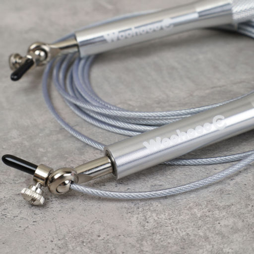 Скакалка скоростная Woohooo Uragano Pro / длина 2.5mm/3m, ручки 1.7х17.5 см / Вес 168g / Silver / уп48 - Галеонтрейд фото 2