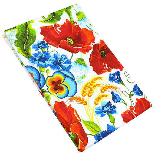 "Маковое поле" Скатерть-дорожка на стол набивная 50х148см, 234г/м2, хлопок 100%, "Домашняя мода" (Россия)