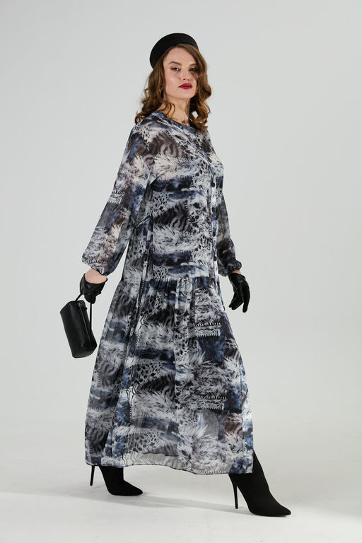 Платье NIKVA н1028-1 серая абстракция  фото 9