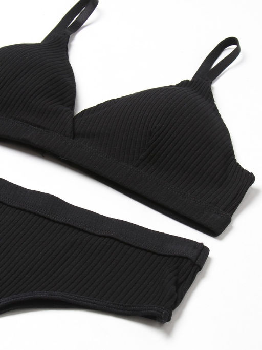 Комплект нижнего белья женский (топ, трусы) Collorista, чёрный, размер 46-48