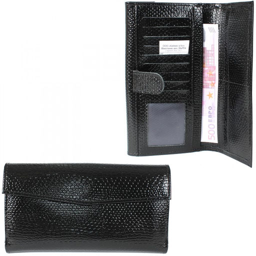Портмоне женское Croco-ПР-954 натуральная кожа 3 отд, 17 карм, черный змея (201) 209307
