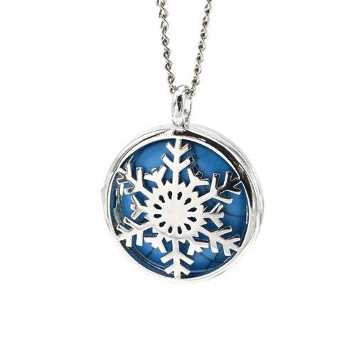 Кулон открывающийся Снежинка 25*25мм с бирюзой - Радуга камня фото 2