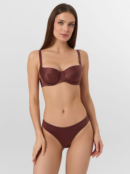 Бюстгальтер макси женский коричневый с сатиновым блеском - Mark formelle фото 2