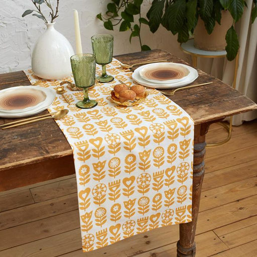 Дорожка на стол Этель Yellow garden 40?149 см, 100% хлопок, саржа 190 г/м?, белая/жёлтая