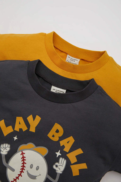 Спортивная футболка с короткими рукавами и принтом для маленьких мальчиков - Defacto фото 2