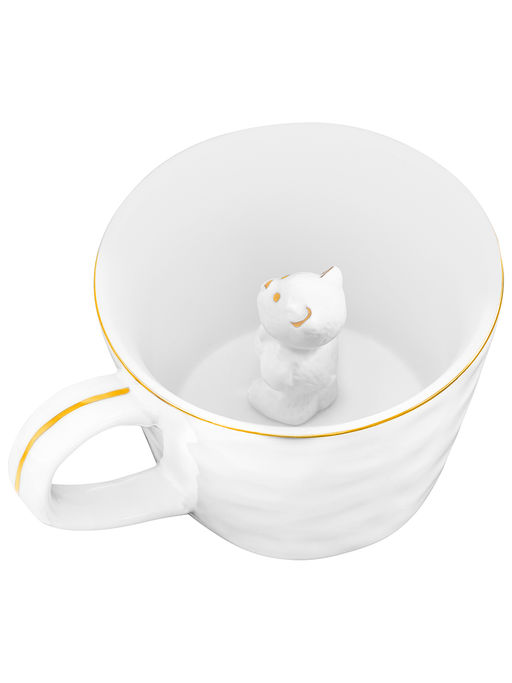Кружка 300 мл 14*10*7,5 см Медвежонок с фигуркой внутри, белый с золотом, фарфор - Elan gallery фото 5