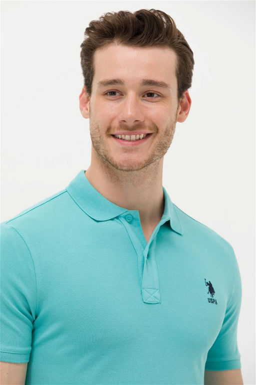 Мужская базовая футболка с воротником поло мятного цвета - U.s. polo assn фото 10
