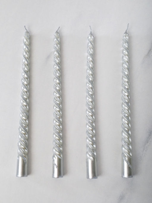 Свеча стержень 4 штуки 25 см витая / A-503 /уп 144/ серебрянная - ГалеонТрейд фото 3