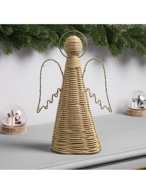 Светодиодная фигура «Ангел плетёный», 32×16×9 см, 20 LED, от батареек ААх2, свечение тёплое белое