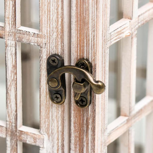 Деревянный подсвечник-фонарь на 1 свечу «Большие окна», состаренный, 34×14.5×14.5 см